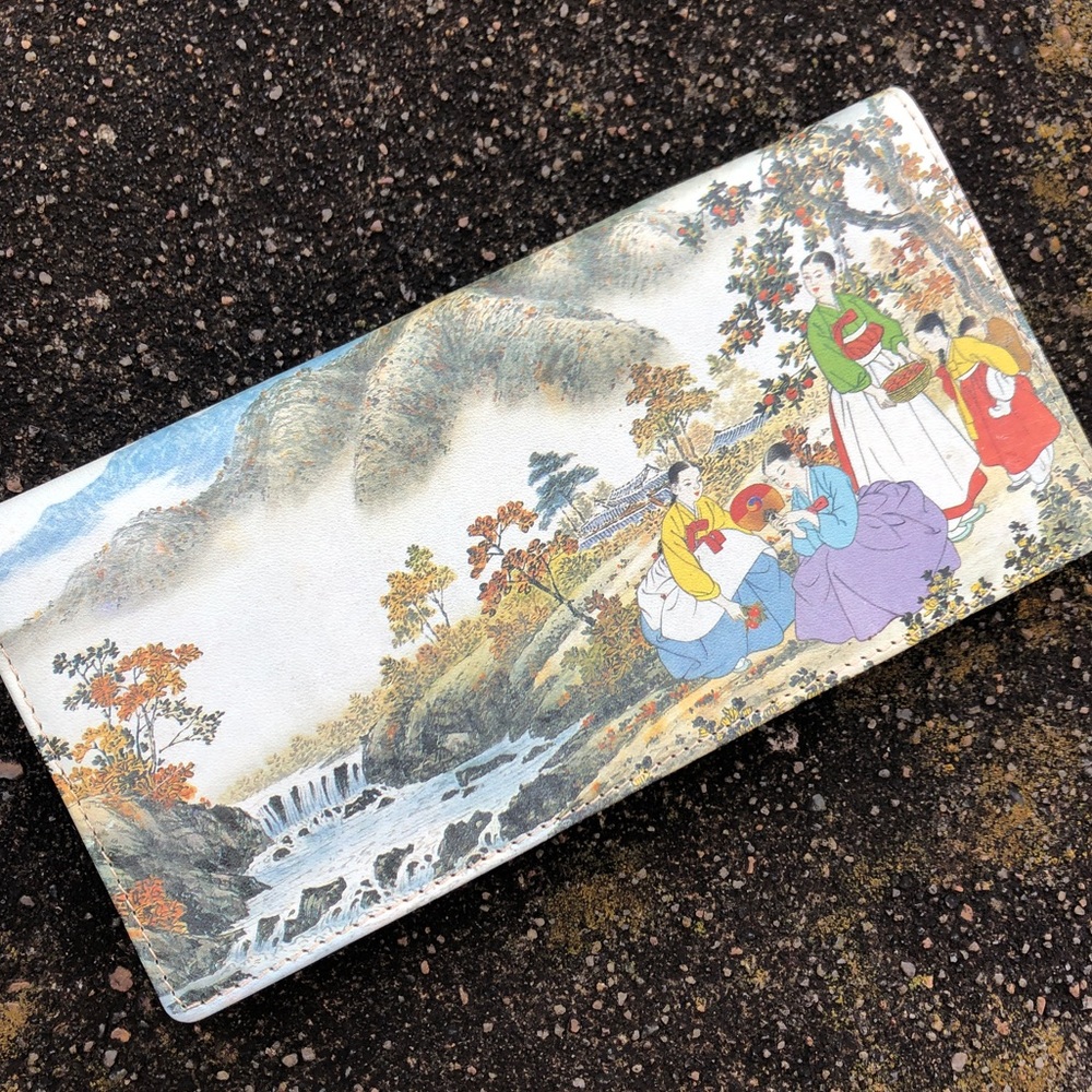 Korean Folk Art Long Leather Wallet